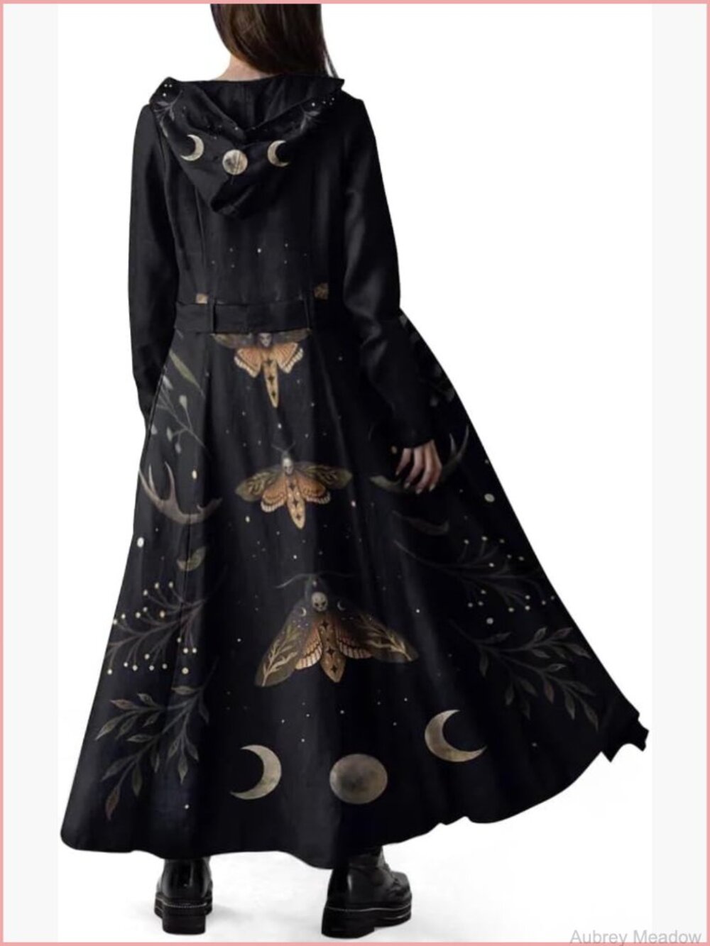 Long Fleece Trench Coat Gothic Winter Belted Overcoat Hood
